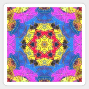 Mosaic Mandala Flower Yellow Pink and Blue Sticker